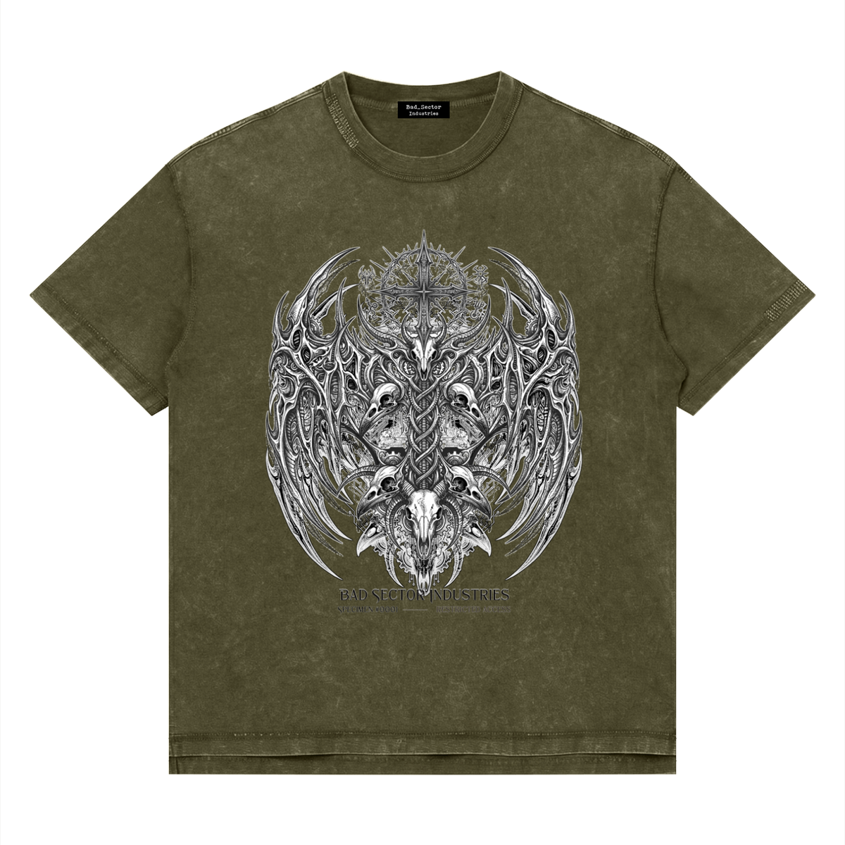 tshirt,mineralwash,oversized,stitchingdetail,OLIVE,APRICOT,BLACK,NAVY,CHARCOAL,NEOFOLK,GOTH,DARK,SKULLS