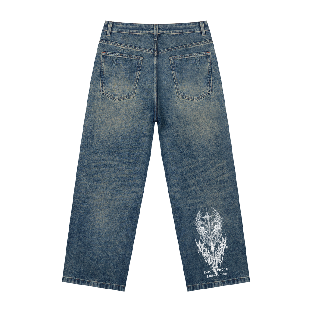 denim,jeans,badsector,bleach,WHITEINK,Cybersigilism,bluejeans,inked,casual,menspants,mensjeans,tattoojeans,inkedjeans