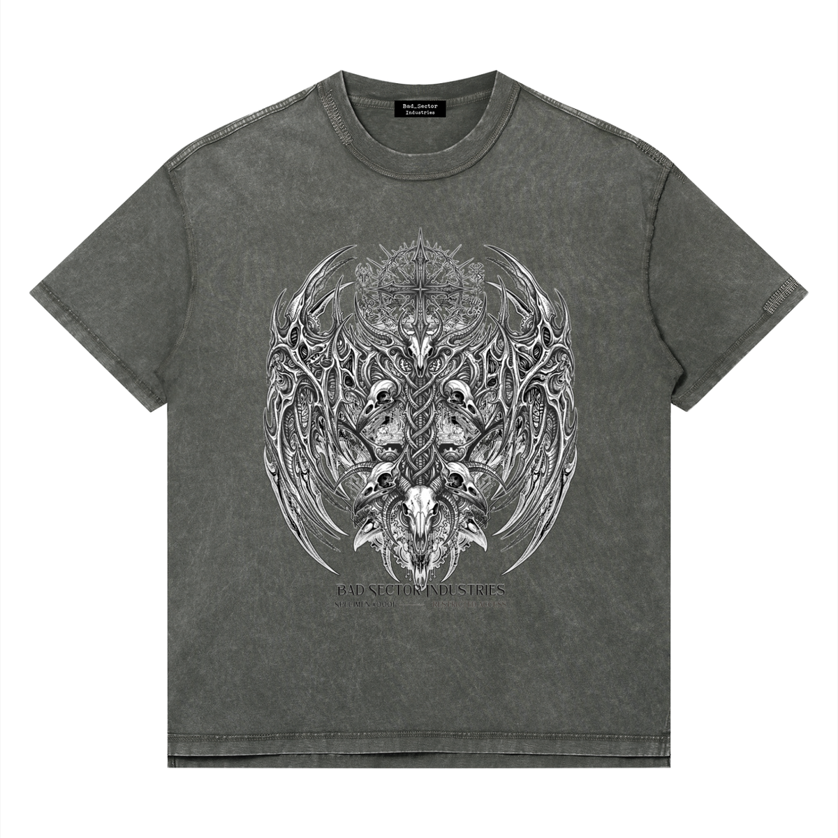 tshirt,mineralwash,oversized,stitchingdetail,OLIVE,APRICOT,BLACK,NAVY,CHARCOAL,NEOFOLK,GOTH,DARK,SKULLS